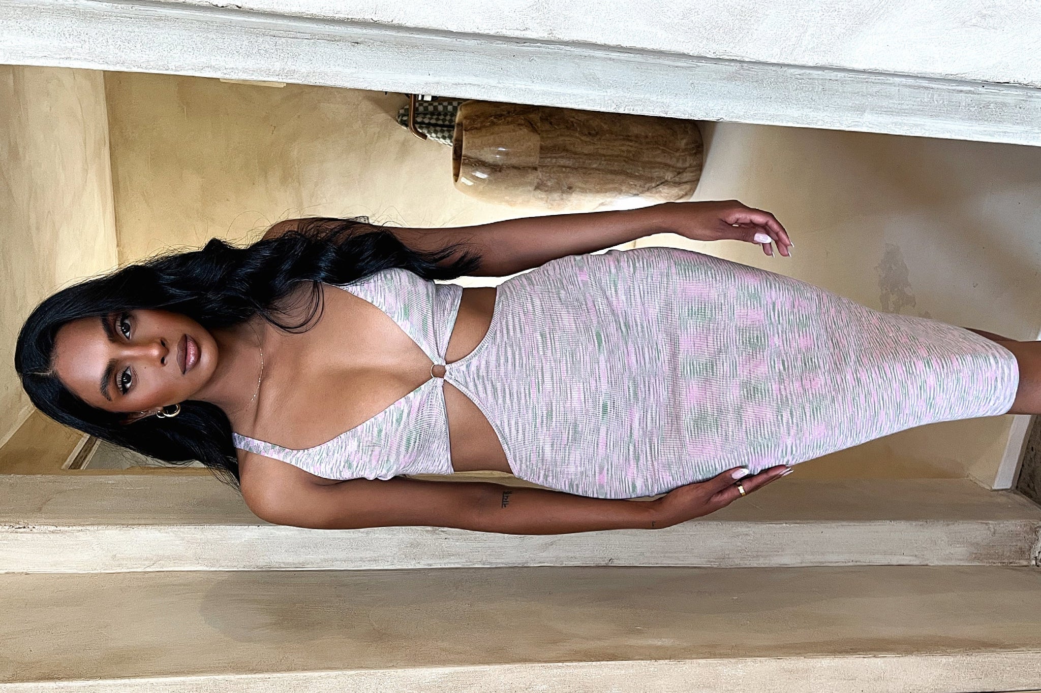 Alize Midi Dress - Pink/Green