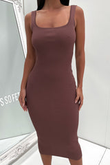 Neeha Midi Dress - Brown