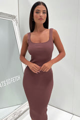 Neeha Midi Dress - Brown